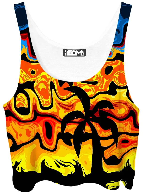 Abstract Summer Sunset Crop Top