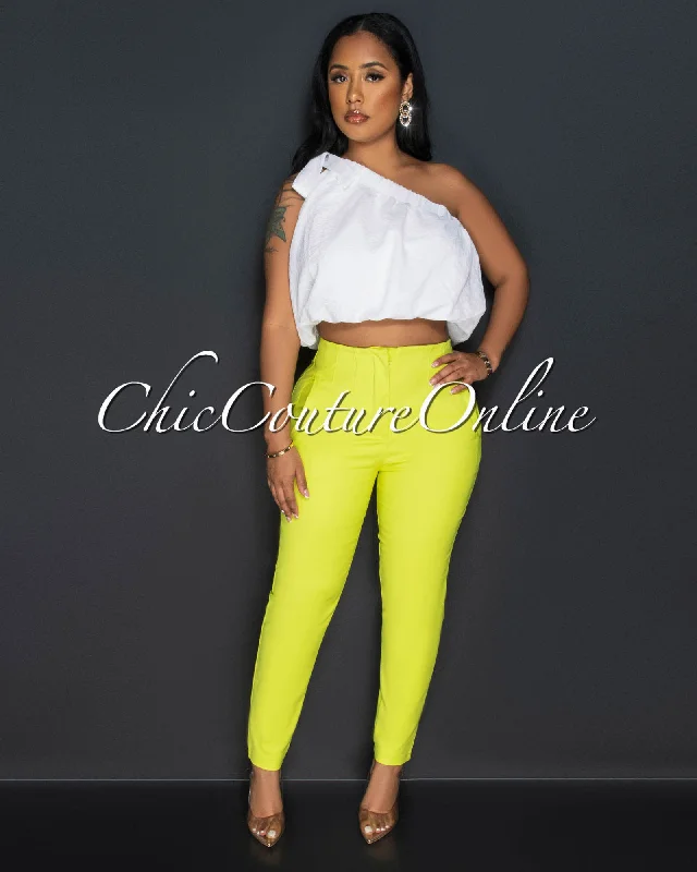 Avril Lime High Waist Trouser Pants