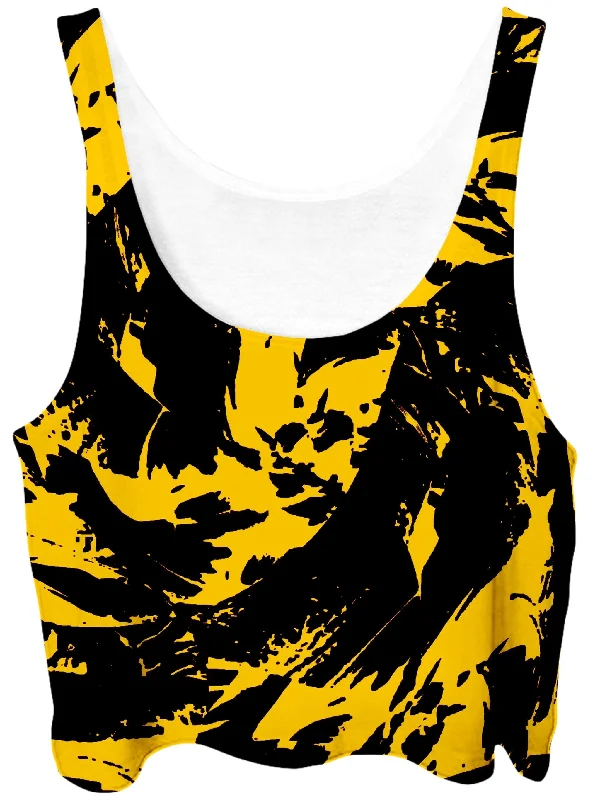 Black and Yellow Paint Splatter Crop Top