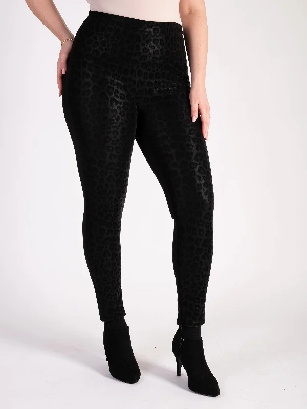 Black Animal Textured Ponteroma Trousers