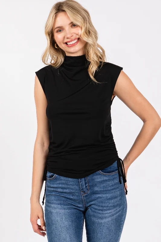 black-ruched-side-tie-maternity-tank-top