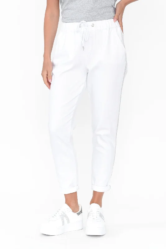 Brooks White Cotton Blend Jogger Pants