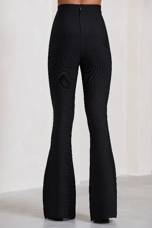 capri-black-bandage-high-waist-flared-trousers-cl128970002