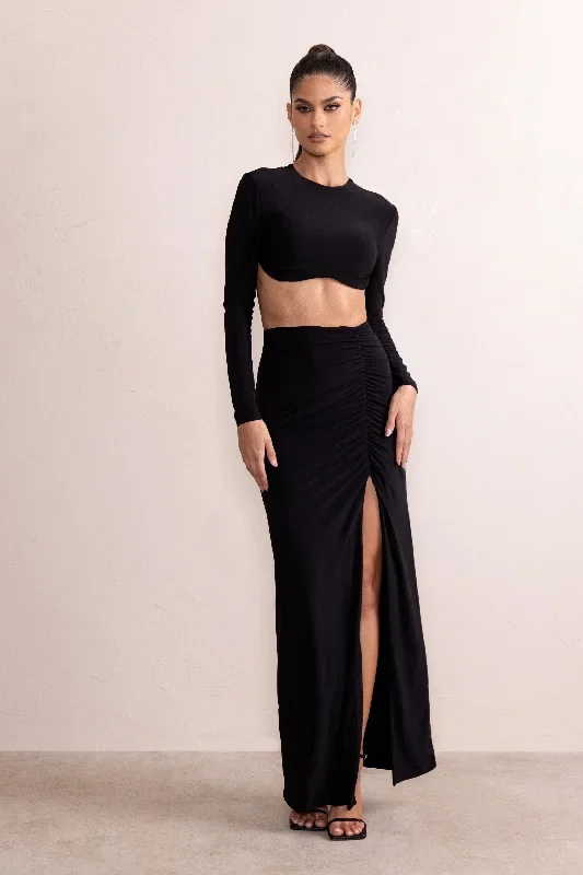 chloe-black-high-waist-ruched-detail-maxi-skirt-cl127746002