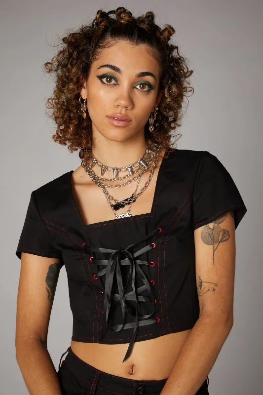 Contrast Stitch Corset Top