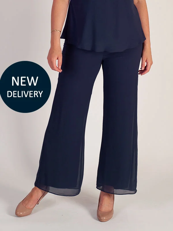 Dark Navy Chiffon Trousers