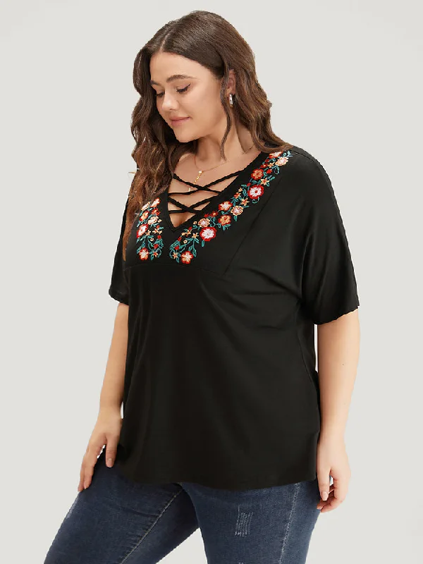 floral-embroidered-crisscross-batwing-sleeve-t-shirt