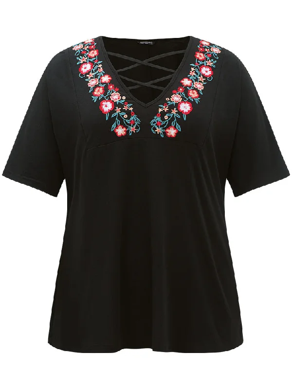 floral-embroidered-crisscross-batwing-sleeve-t-shirt