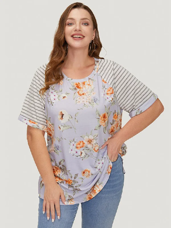 floral-striped-print-patchwork-roll-raglan-sleeve-t-shirt