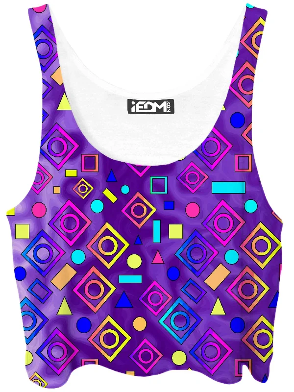 Geometric On Purple Crop Top