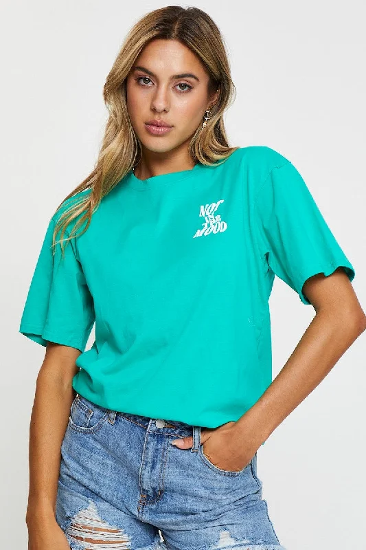 Green Graphic T Shirt Short Sleeve