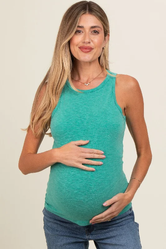 Green Heathered Maternity Tank Top