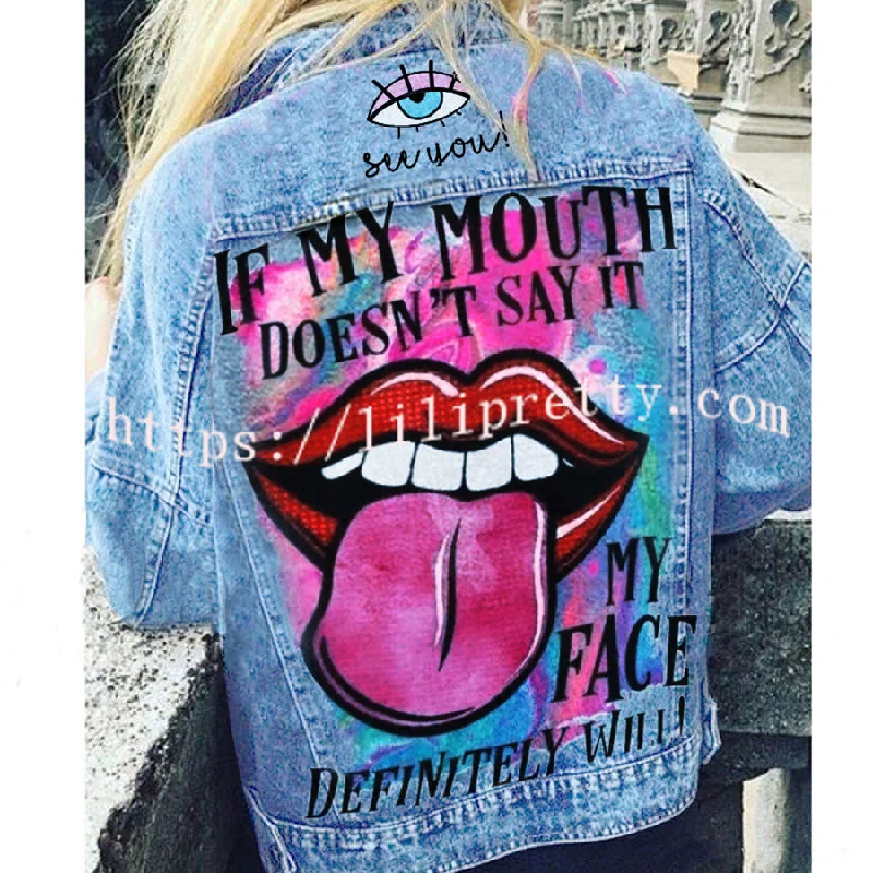 Lilipretty Halloween Print Long Sleeve Denim Jacket