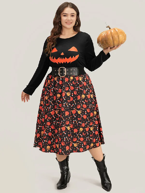 halloween-pumpkin-print-two-piece-knit-top