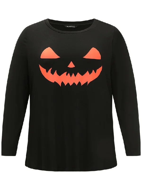 halloween-pumpkin-print-two-piece-knit-top