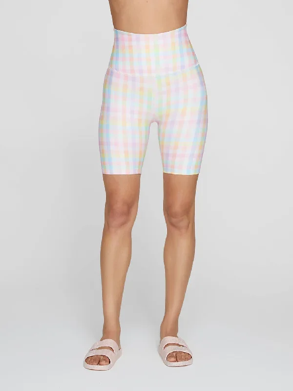 High Waisted Biker Short - Pastel Gingham