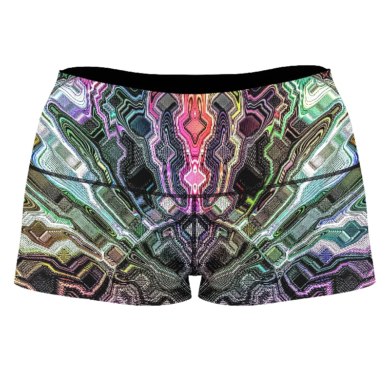 Holographic Storm High-Waisted Women's Shorts