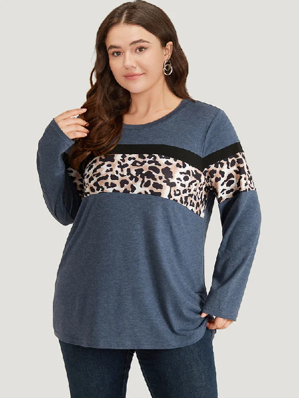 leopard-heather-patchwork-crew-neck-t-shirt