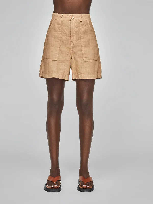 Linen High Waisted Short - Italian Clay