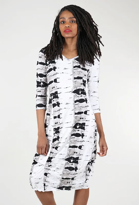 Tissue Crinkle Anytime Dress, Black Print