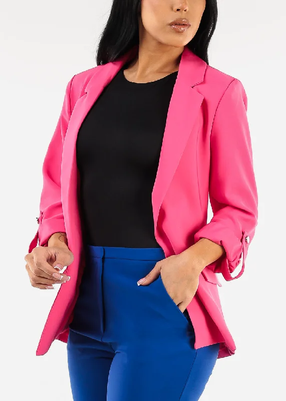 Long Sleeve Relax Fit Blazer Fuchsia