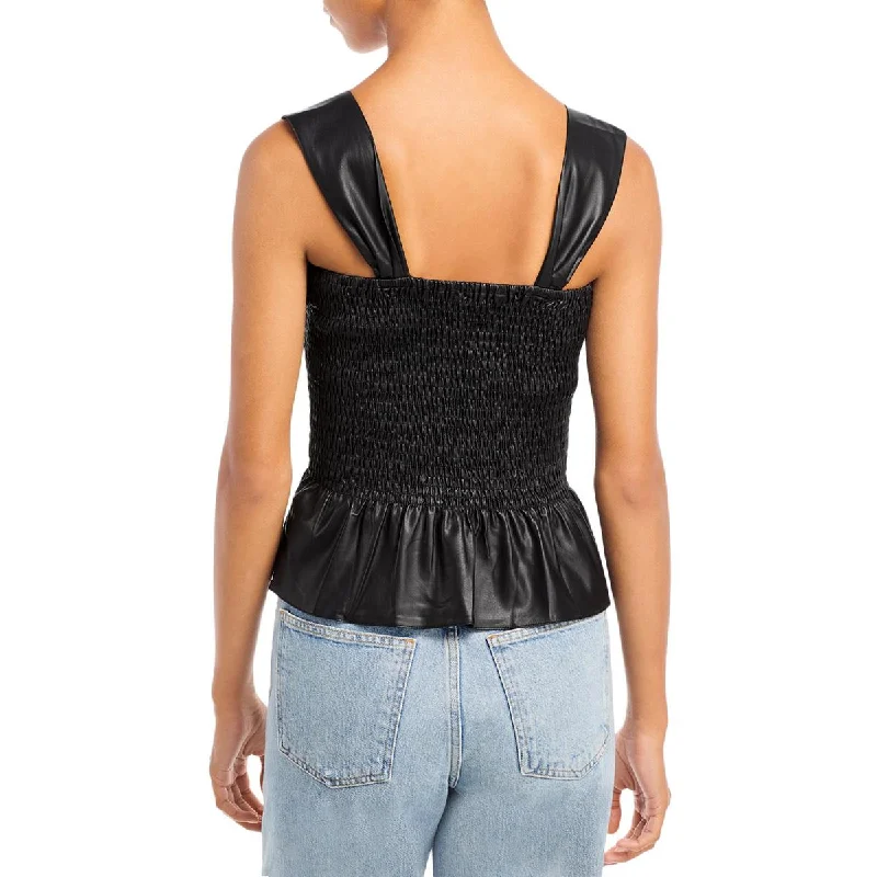 lourdes-womens-faux-leather-smocked-tank-top