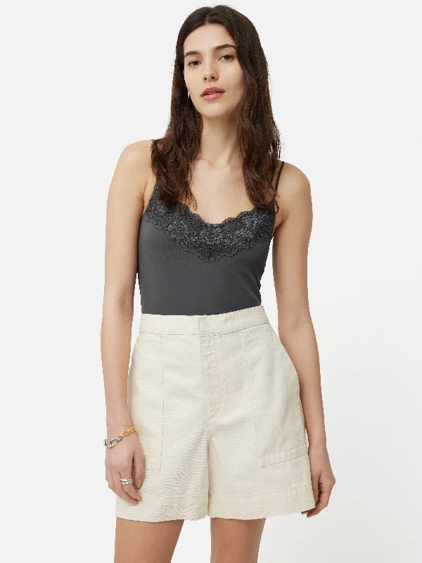 Modal Lace Vest | Dark Grey