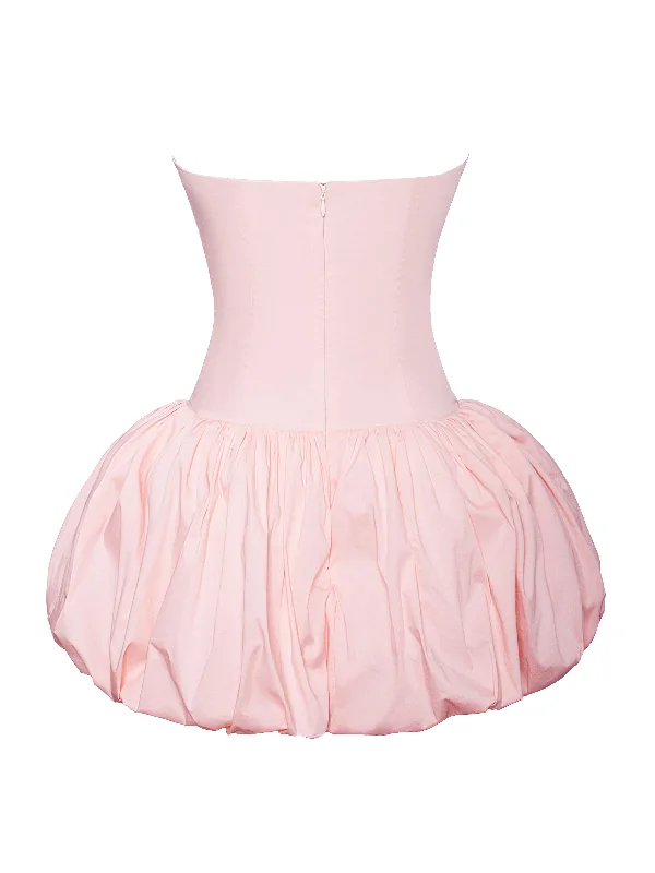 oletta-pink-corset-strapless-bubble-hem-mini-dress