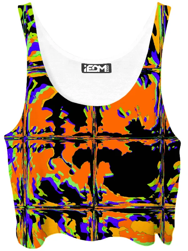 Orange Violet Rave Glitch Crop Top