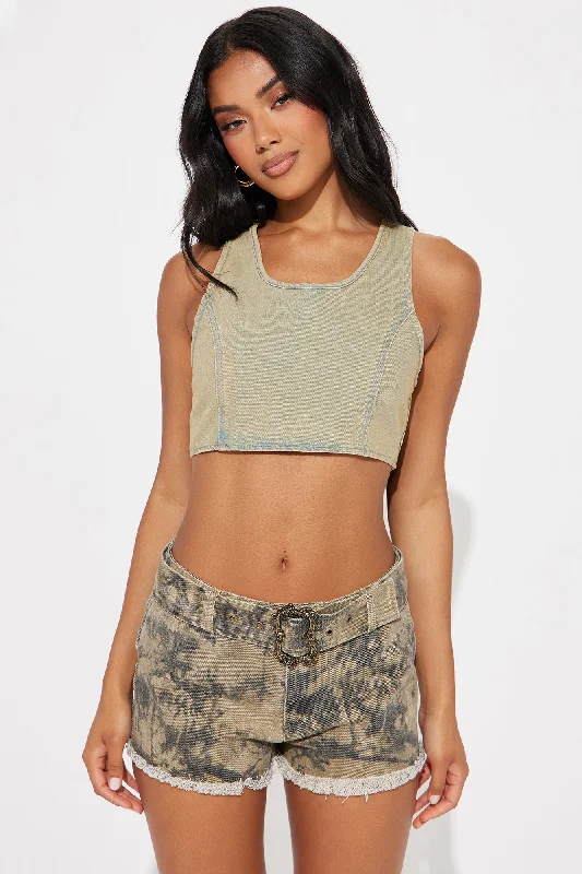 Outta Town Cropped Denim Top - Vintage Wash