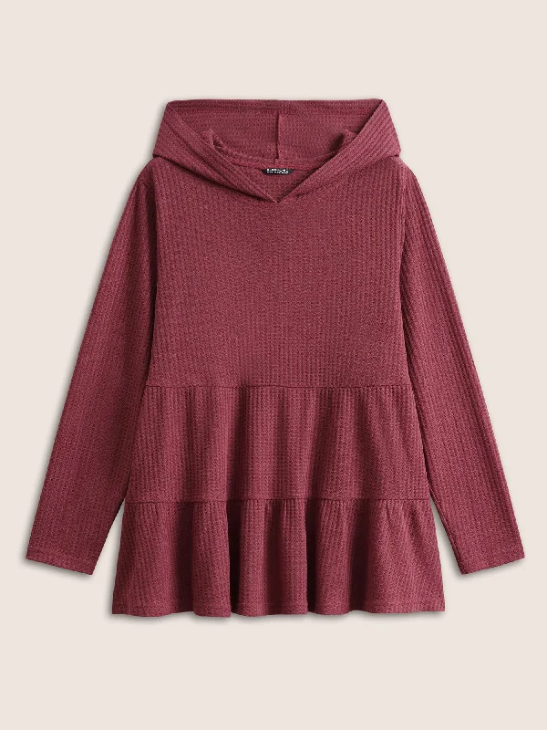 plain-waffle-knit-ruffle-hem-t-shirt