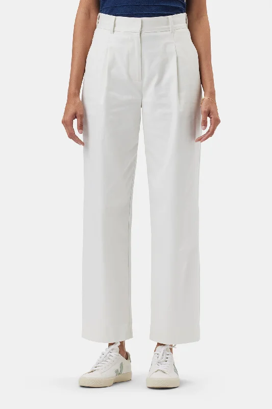 Pleated Wide Leg Trouser - White