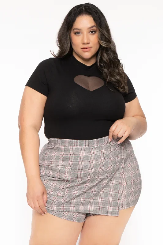 Plus Size Karalline Plaid Skort-Multi