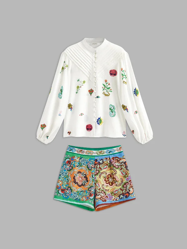 printed-pleated-ball-button-shorts-set