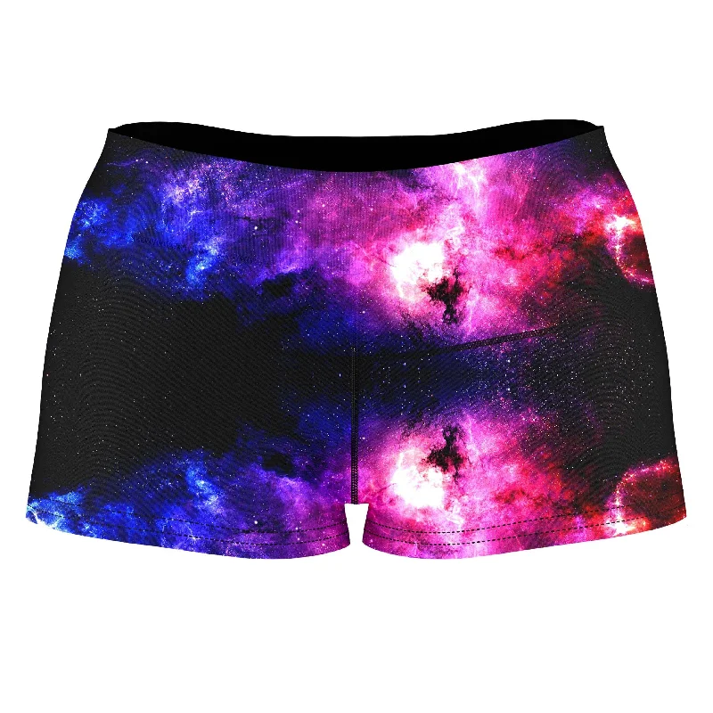 Purple Galaxy High-Waisted Women's Shorts