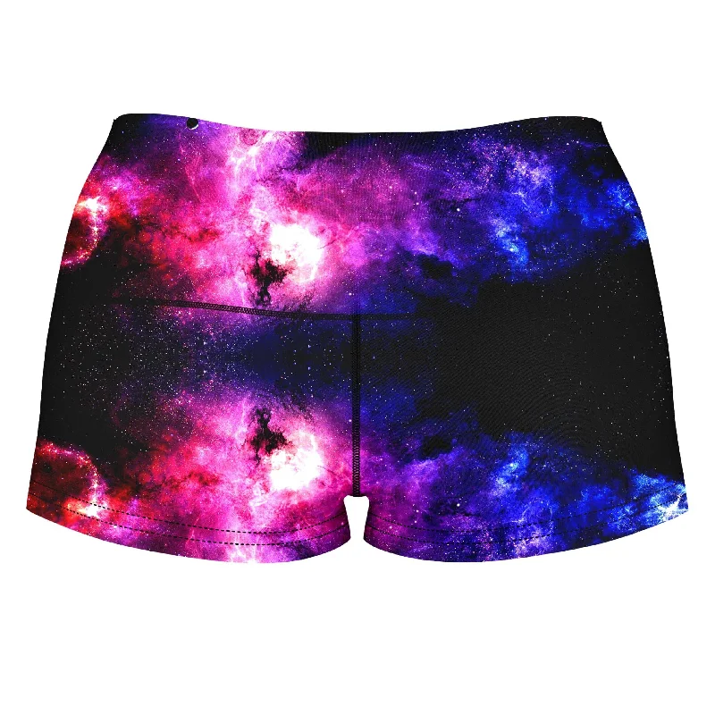 purple-galaxy-high-waisted-womens-shorts