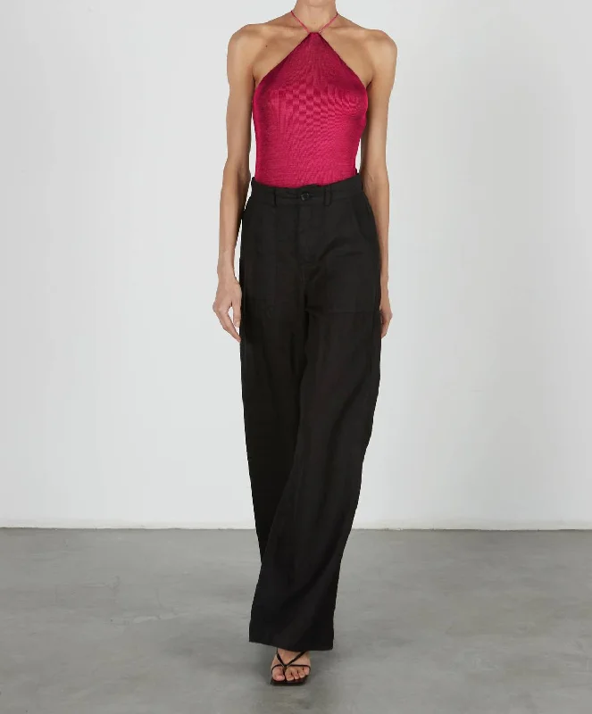 Silk Knit Halter Tank in Fuschia