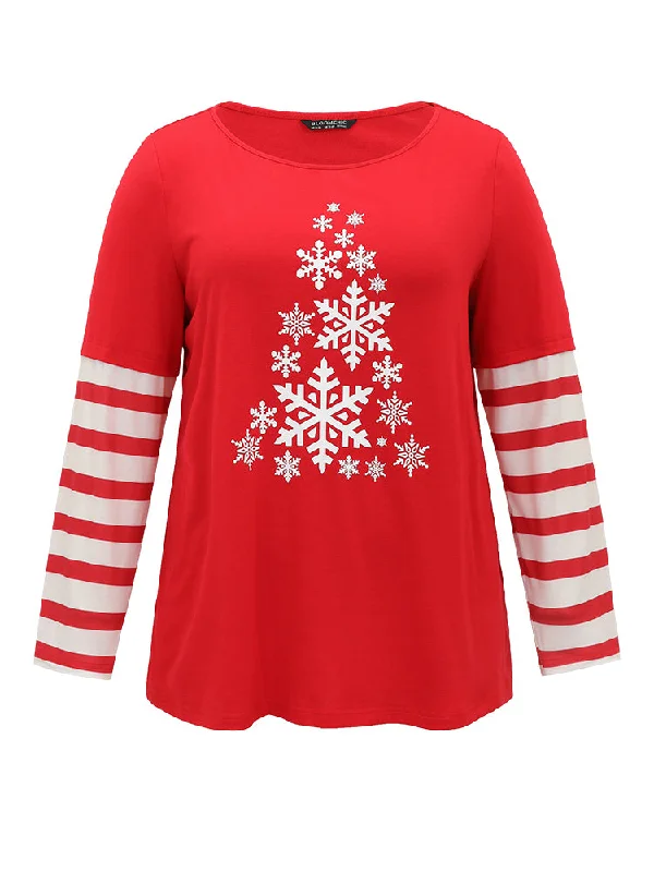 snowflake-striped-patchwork-t-shirt