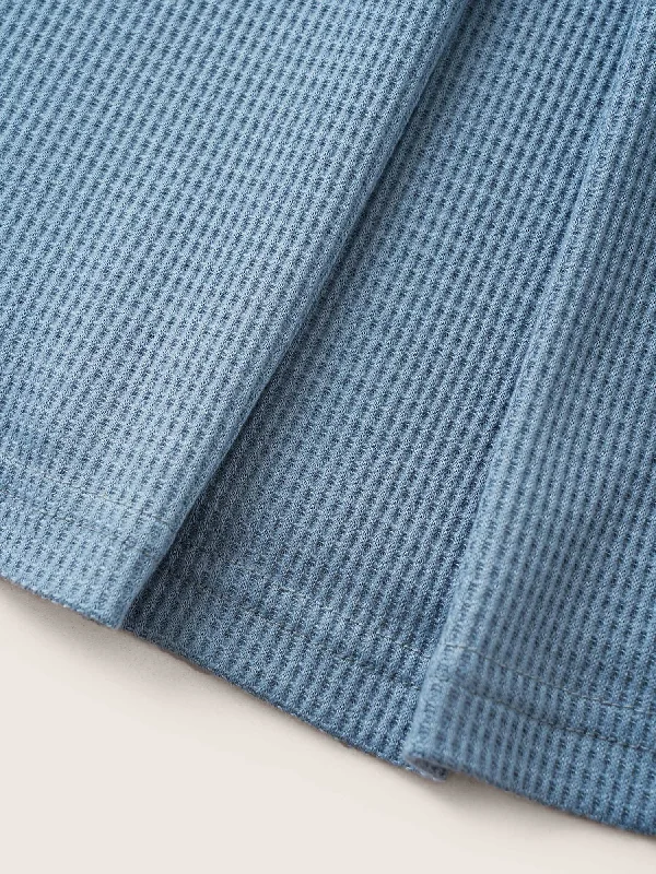 solid-waffle-knit-plicated-detail-t-shirt