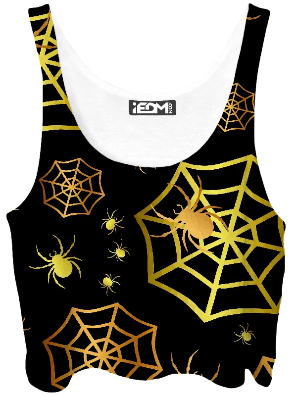 Spiders In Gold Crop Top