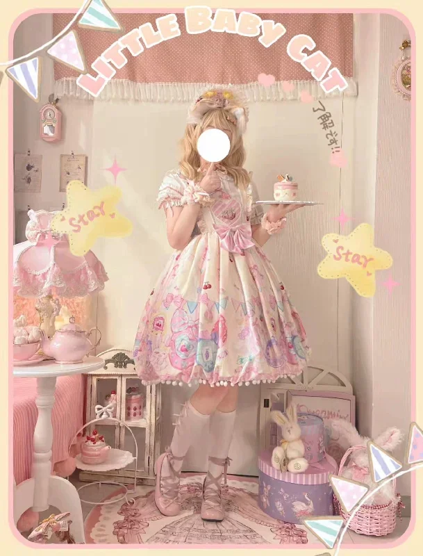 (BFM)Suiyi~Sweetheart Knots~Sweet Lolita Dress Short Sleeve OP