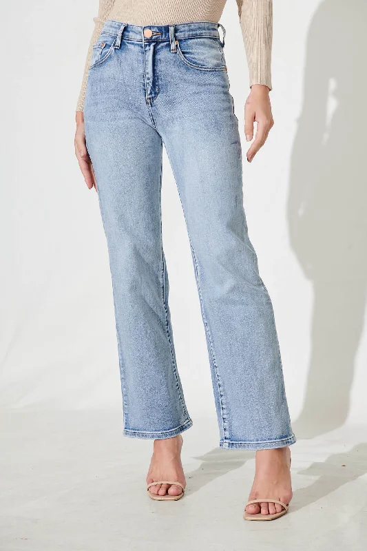 Watts High Rise Relaxed Leg Jean In Light Blue Denim