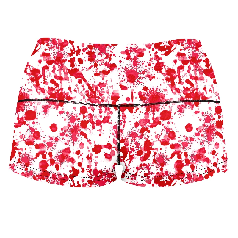 white-blood-print-high-waisted-womens-shorts