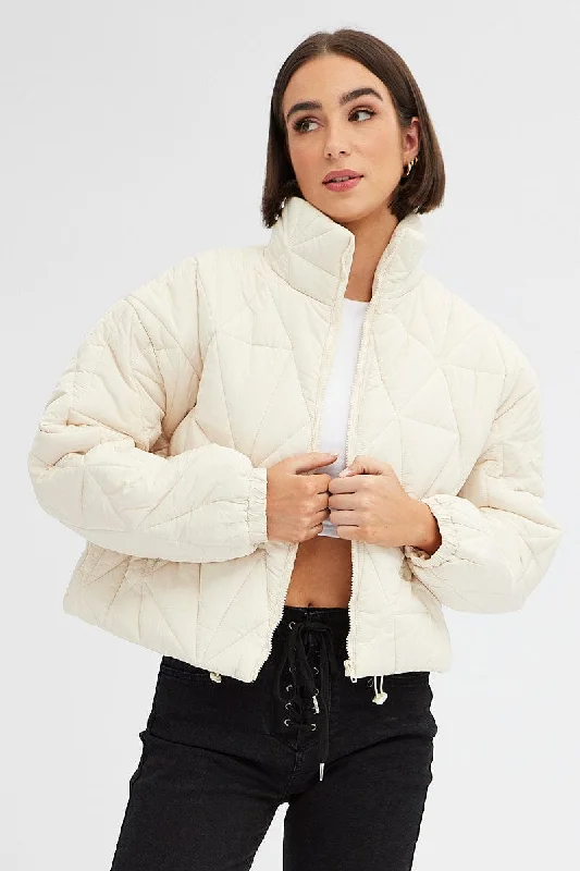 White Puffer Jacket Long Sleeve