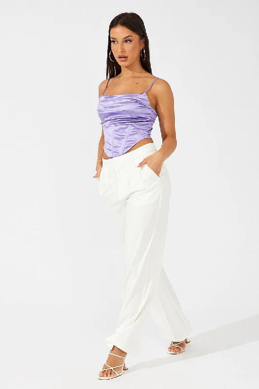 White Wide Leg Pants High Rise