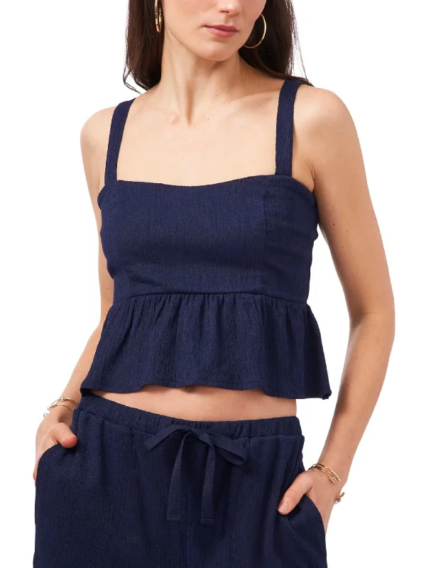 Womens Cropped Sleeveless Peplum Top