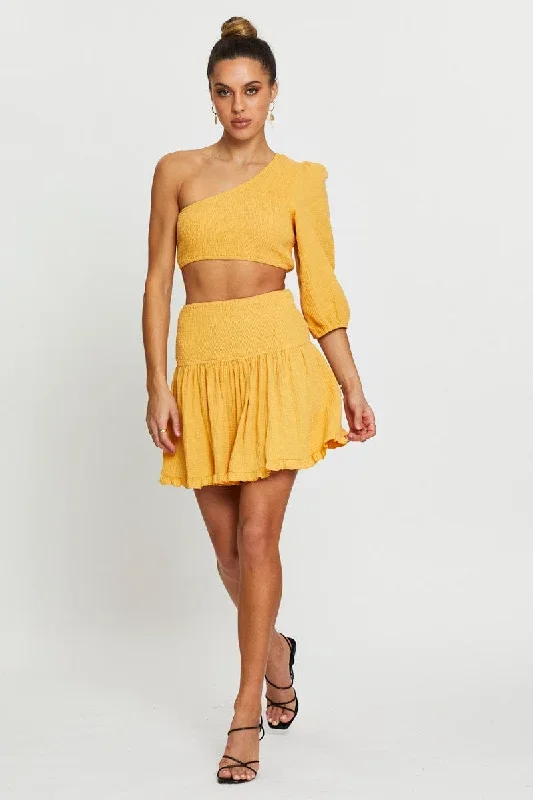 yellow-shirred-skater-skirt-ss9791x-f3-1