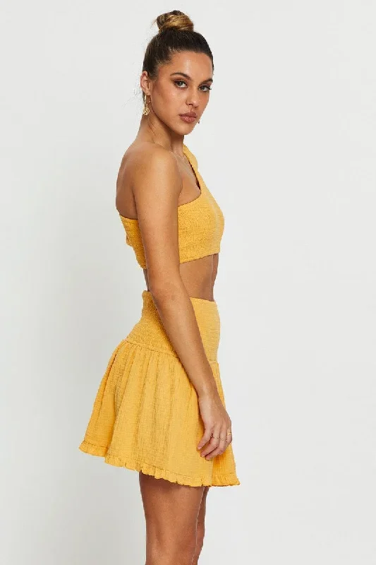 yellow-shirred-skater-skirt-ss9791x-f3-1