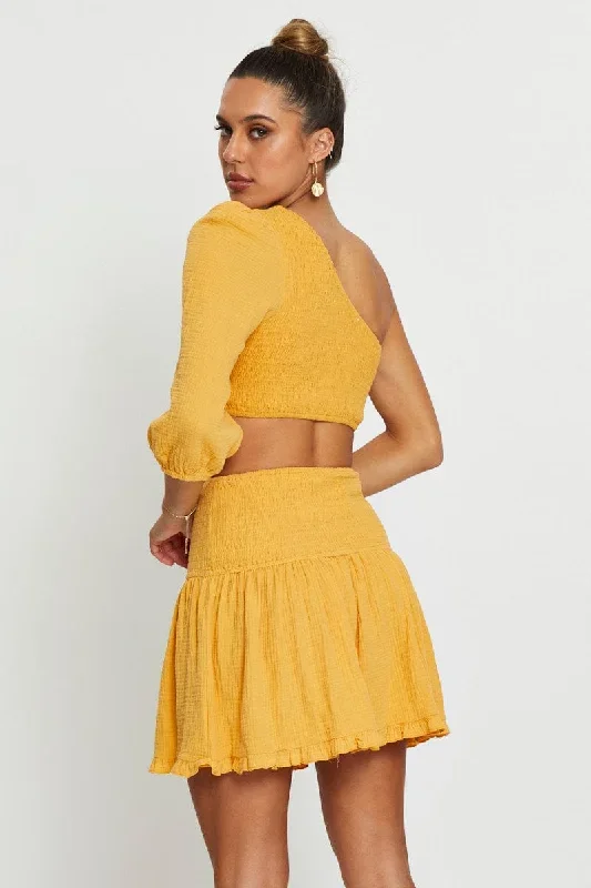 yellow-shirred-skater-skirt-ss9791x-f3-1